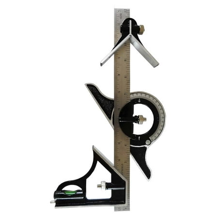Square Head Protractor 12 Inch Combination Square with Protractor, Center Head, Level, Ruler & Handle (PRECISE: TM-12720) ()