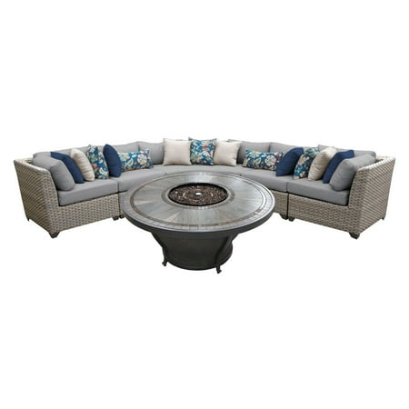 Tk Classics Florence Angled Wicker Patio Set With Huntington Fire