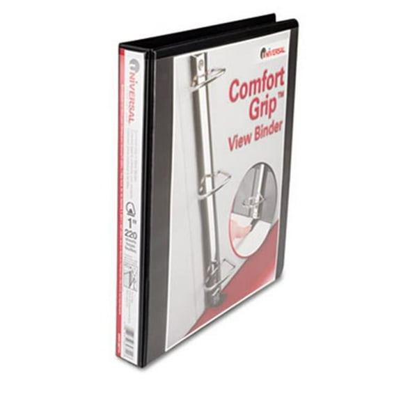 Universal  Comfort Grip Deluxe Plus D-Ring View Binder 1'' Capacity Black