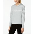 thumbnail image 2 of Calvin Klein Womens Performance Logo Cropped Hoodie,Pearl Heather Grey,Large, 2 of 2
