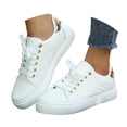 thumbnail image 1 of Mepaouo Womens White Tennis Shoes Black Leather Fashion Sneakers Ladies Casual Running Walking Shoes, 1 of 7