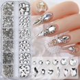 thumbnail image 4 of 1101Pcs Pure White Nail Rhinestones for Nail Art Shiny Crystal Clear White Nail Diamonds Gems Stones 3D Flat Back Multi Size Shape (White), 4 of 4