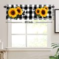 thumbnail image 3 of Sunflower Black And White Checkered Rod Pocket Polyester kitchen Curtain Valances for Windows For Indoor Living Room Bedroom Kitchen Decoration 54x18 inch, 3 of 5