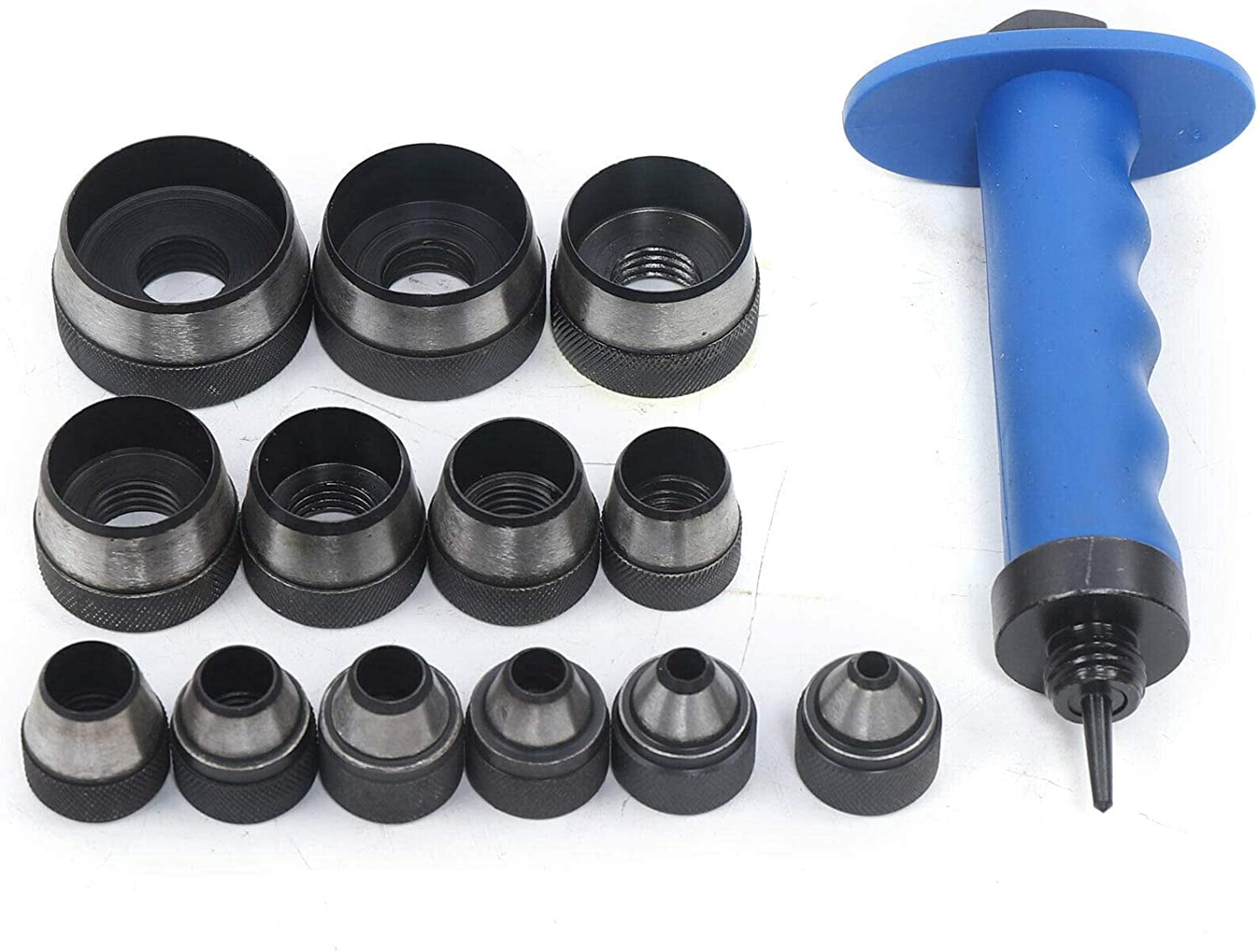 Miumaeov 14PCS Hollow Punch Tool Set Leather Kit Gasket Hole Rubber Cutter with Storage Box for Plastic Rubber Leather Cutting 13 Sizes Pin Point 5-35mm