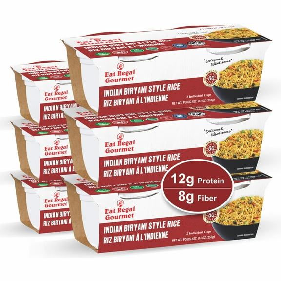 Eat Regal Gourmet Indian Biryani Style Rice, Ready-to-Heat Cups, 8.8 oz, Pack of 6