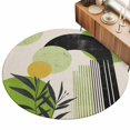 thumbnail image 2 of Round Area Rugs 7Ft, Boho Middle Century Non-Slip Washable Circle Rugs Carpet, Abstract Green Geometric Leaves Indoor Outdoor Rug Floor Mats Throw Runner for Bedroom Living Room Bathroom, 2 of 8