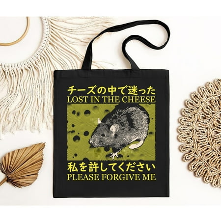 vintage Lost in the Cheese Japanese Rat Tote Bag-TH8287
