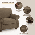 thumbnail image 3 of Nailhead Trim Armchair, Rolled Arm Accent Chair for Living Room, Brown, 3 of 8
