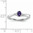 thumbnail image 3 of Sterling Silver Rhodium-Plated Amethyst/Diamond Birthstone Ring (Size 6) Made In India qbr25feb-6, 3 of 5