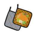 thumbnail image 2 of Fall Pumpkin Orange Quatrfoil Pair of Pot Holders, 2 of 2