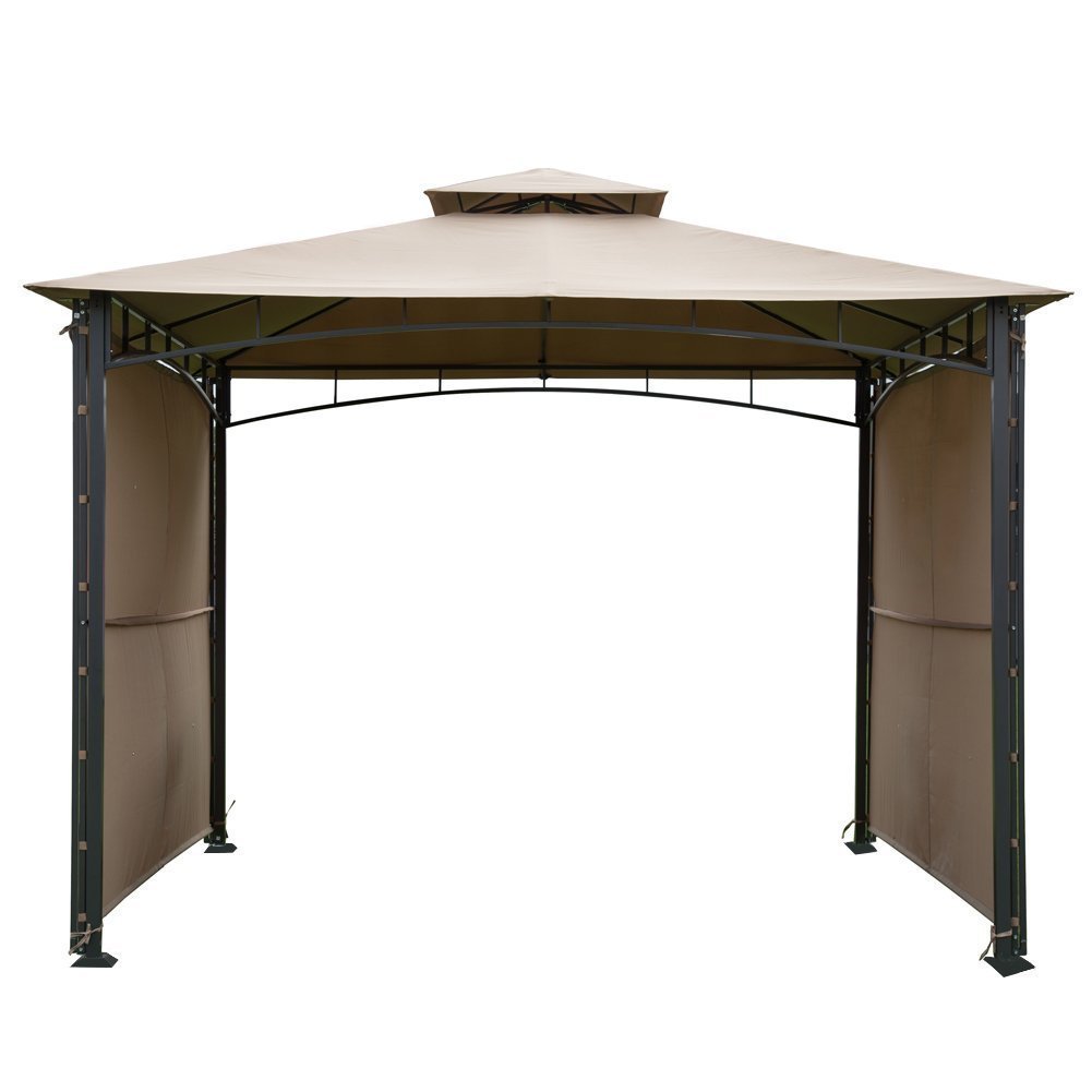 Abba Patio 10x10 ft Patio Gazebo Canopy with 2 Privacy Panels Outdoor Steel Backyard Shade