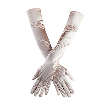 

Follure Welding Gloves Women s Long Satin Finger Glove Elbow Length 1920s Opera Bridal Dance Glove Beach