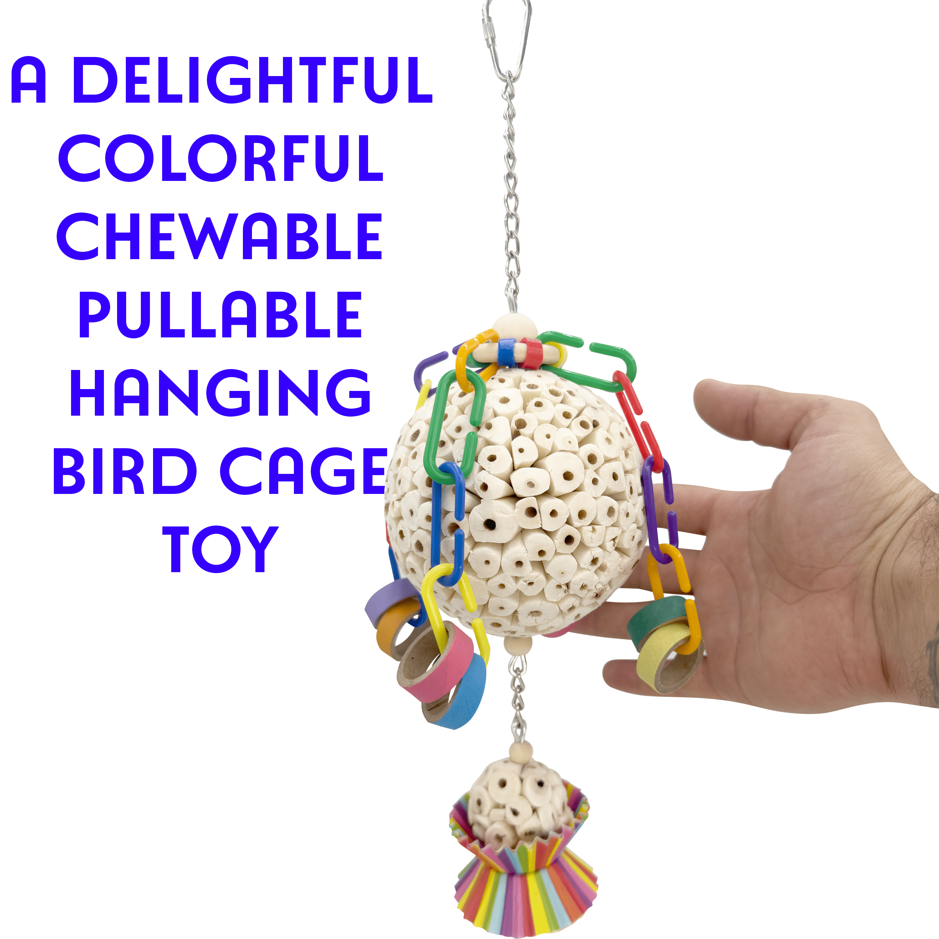 1596 Hot Air Sola Balloon - Handcrafted Chewable Bird Cage Toy, Lightweight Sola Wood