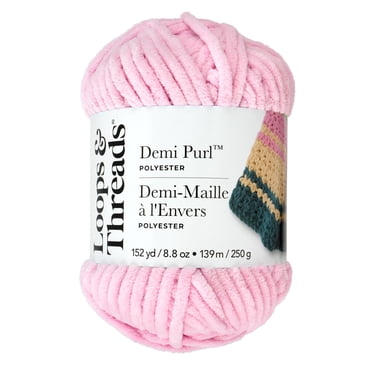 Demi Purl Yarn by Loops & Threads â€“ Super Bulky 100% Polyester - Soft Plush Chenille Yarn for Knitting & Crochet - Ideal for Blankets - Hats - Scarves & Crafts - Pale Lilac