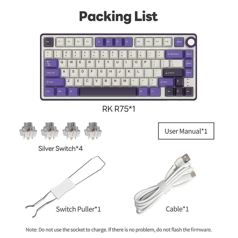Royal Kludge R75 RGB Backlit 75% TKL Custom Gaming Keyboard