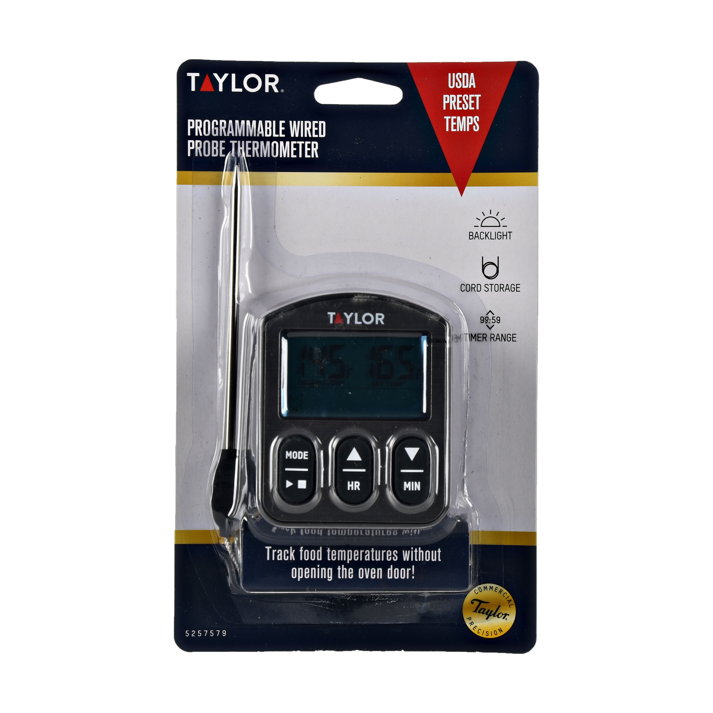Taylor Programmable Wired Probe Thermometer with Backlight Walmart