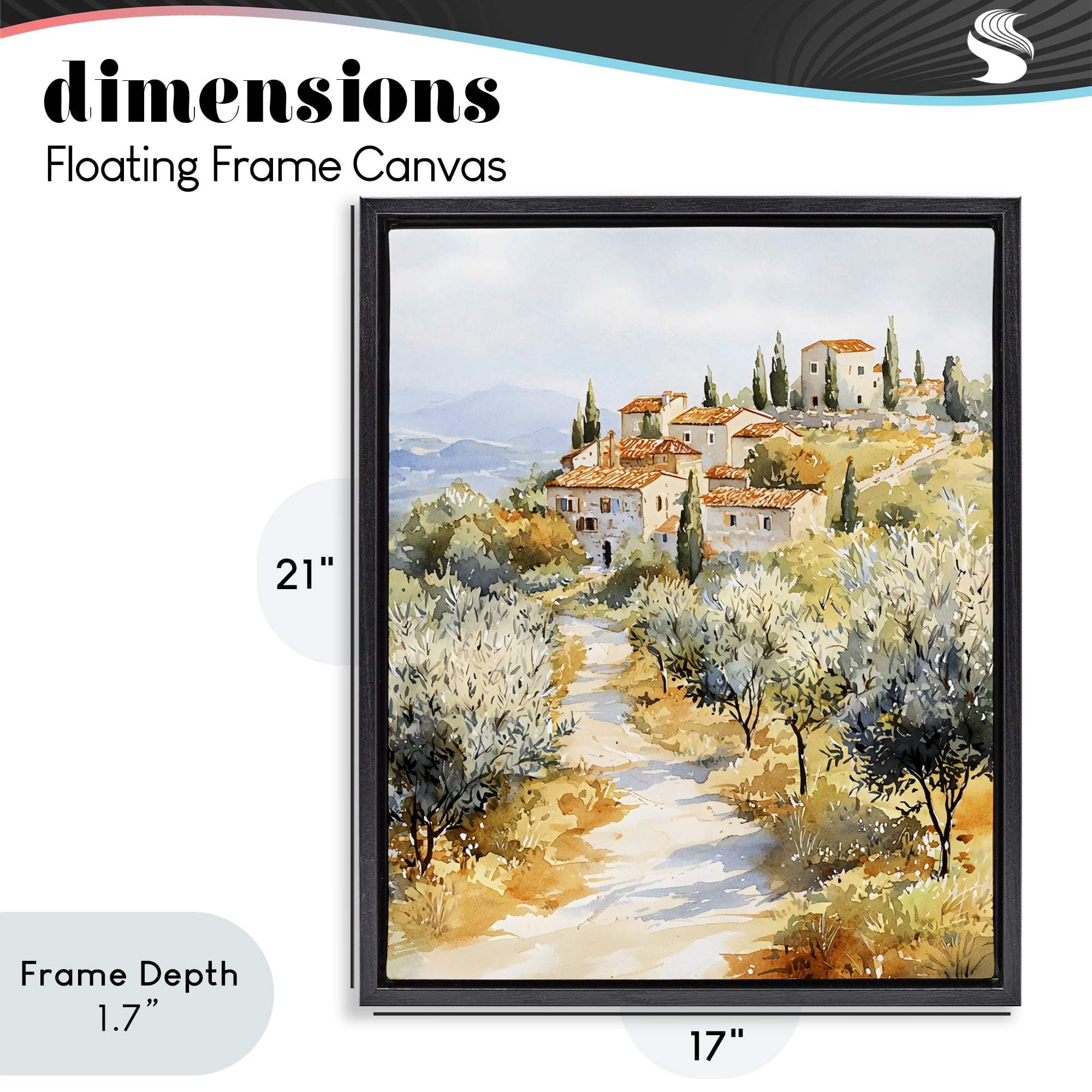 Stupell Industries Tuscan Hilltop Village View Black Framed Floater Canvas Wall Art, design by LSR Design Studio