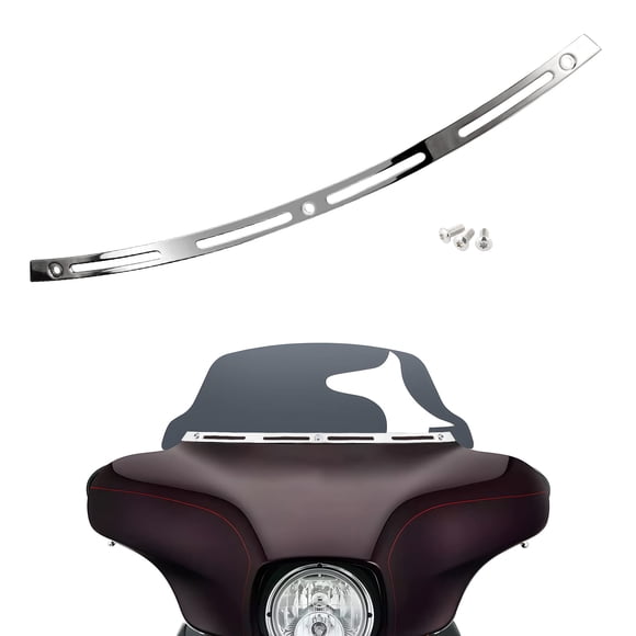Anonemoto Borde De Parabrisas Ranurado Cromado Pulido Inoxidable Compatible Con Harley Davidson 1996-2013 Electra Glide Ultra Classic Street Glide Corte Cnc Inoxidable