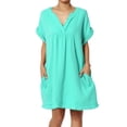 thumbnail image 1 of Robe Mini Babydoll en Gaze de Coton à Manches Courtes Col en V Décontractée pour Femmes, 1 of 7