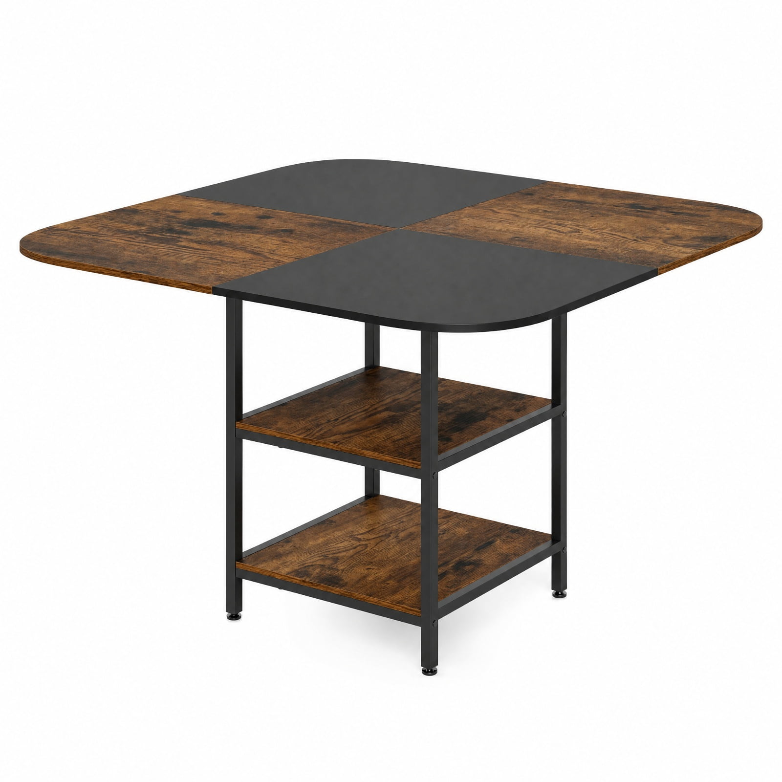 Furnibear 47.5 inch Modern Dining Table Square Kitchen Table with Mix-colored Tabletop for Kitchen Dining Room Breakfast Nook Small, Rustic Brown