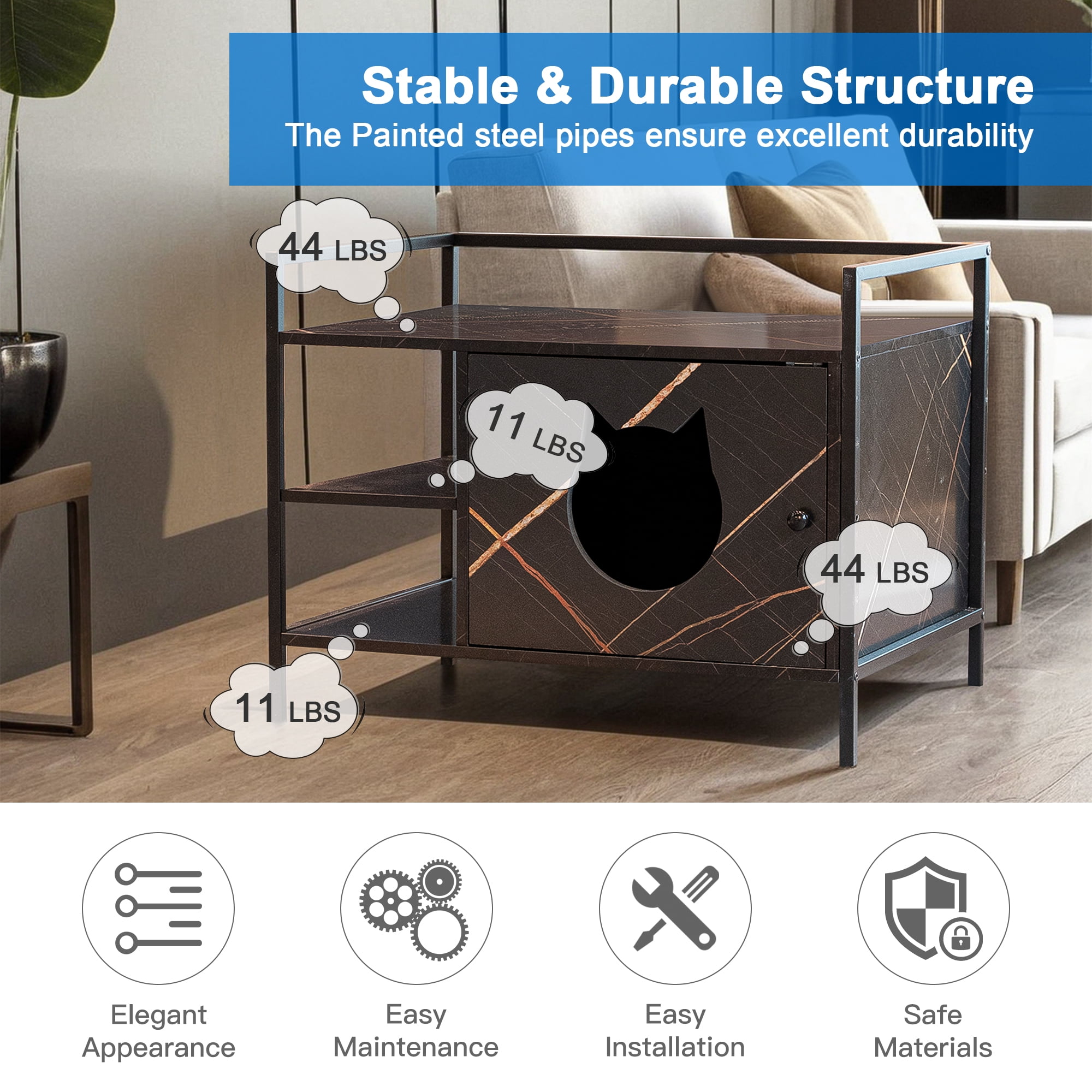 Pefilos 30" Enclosed Cat Litter Box Furniture Coffee Table for Cat House, Hidden Litterbox Enclosures Nightstand, Brown Pefilos 30" Enclosed Cat Litter Box Furniture Coffee Table for Cat House, Hidden Litterbox Enclosures Nightstand, Brown