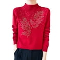thumbnail image 6 of Dwralegc 2025 Sweaters for Women Turtleneck Sweaters Wool Jumper Knit Pullover Soft Cozy Long Sleeve Fall Winter Sweater Red XL, 6 of 6