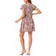 thumbnail image 3 of Vestido de Chiffon con Cuello en V Floral de Manga Corta con Cierre de Encaje XS Rosa Oscuro, 3 of 6