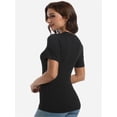 thumbnail image 2 of Womens Scoop Neck T Shirts Basic Ribbed Tees Fitted Tshirt Plain Short Sleeve Tops Casual, 2 of 6