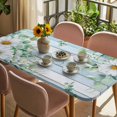 thumbnail image 3 of Daisy Spring Floral Table Cloths for 5 Foot Rectangle Tables, Eucalyptus Leaves Watercolor Wooden Patio Waterproof Elastic Fitted Tablecloths, Washable Rectangular Table Cover for Camping, 3 of 8