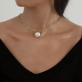 thumbnail image 4 of FcBaudy Collier pour Femmes, Bijoux pour Femmes, Bijoux pour Femmes en Acier Inoxydable Perle Ronde Collier Étoile Personnalité Belle Élégante Dame Collier Clavicule en Acier Titane Collier Clavicule, 4 of 6
