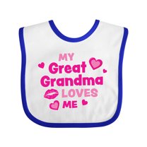 Inktastic Valentine's Day My Great Grandma Loves Me Hearts and Lips Boys or Girls Baby Bib