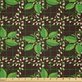 thumbnail image 2 of Ambesonne Botanical Fabric by the Yard Microfiber, Leaves and Floral Motifs, 2 Yards, Seal Brown Green White, 2 of 2