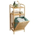 thumbnail image 1 of CostwayLaundry Hamper Tilt Out Bin Bamboo Shelf Slat Frame Space Saving Storage, 1 of 10