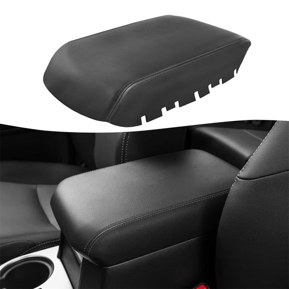 Furulu Center Console Lid Armrest Leather Cover Trim Black For Toyota 4Runner 2010-2023