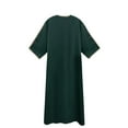 thumbnail image 5 of USNSM Men's Muslim Robe Middle East Robe Long Sleeve Embroidered Standing Collar Cardigan Solid Hoodless Casual Robe Green XXXL, 5 of 5
