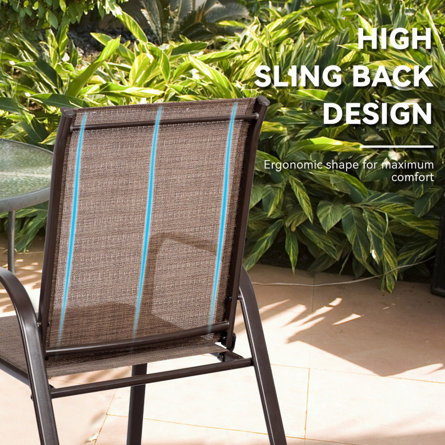 Aimee Lii 2 Pcs Patio Chairs Outdoor Dining Chair with Armrest, Outdoor Patio Set, Brown