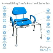 Platinum Health CAROUSEL Sliding Transfer Bench with Swivel Seat PREMIUM Padded Bath Shower Chair with Pivoting Arms