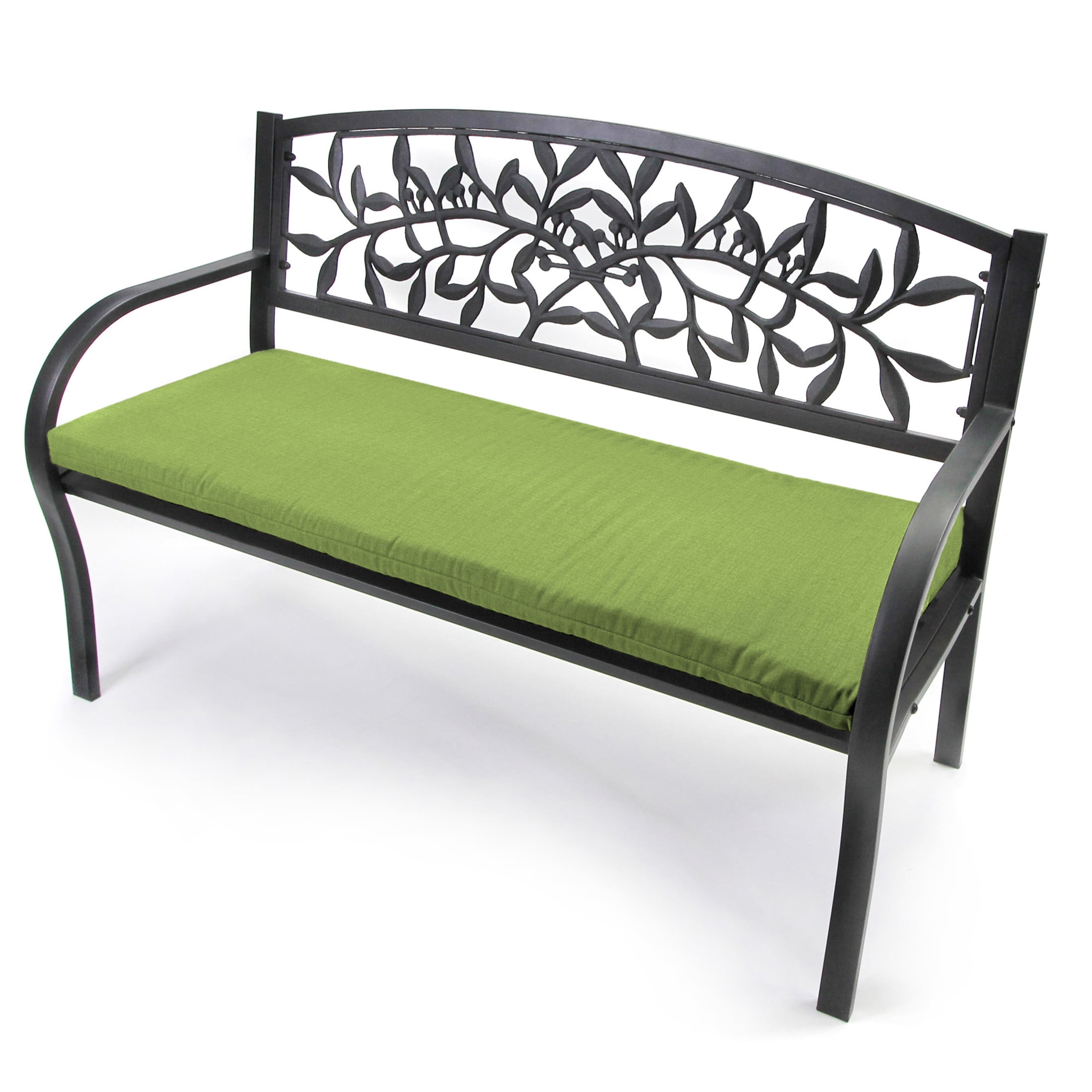 Jordan Manufacturing 48" x 18" McHusk Leaf Green Crosshatch Rectangular Outdoor Settee Swing Bench Cushion with Ties