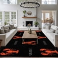thumbnail image 4 of Area Rug 60×96in, Abstract Red Lobster on Black Floor Carpet Living Room Rug, Ocean Waves Marine Life Non-Slip Welcome Mat Indoor Rugs for Bedroom Dining Room, 4 of 9