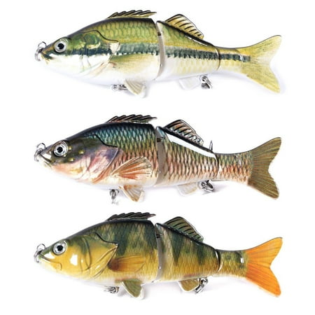 3pc Multi-Jointed Swimbait Fishing Lure for Bass - Sinking Wobblers with 3 Segments Hard Bait Tackle 3.94in (10 cm) 18g (0.6 oz) - Lifelike Action and Realistic Appearance
