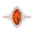 thumbnail image 2 of 2.38ct marquise cut red Zircon 14k rose gold halo Bridal Wedding Engagement Promise Anniversary Ring for Women size 4.25, 2 of 7
