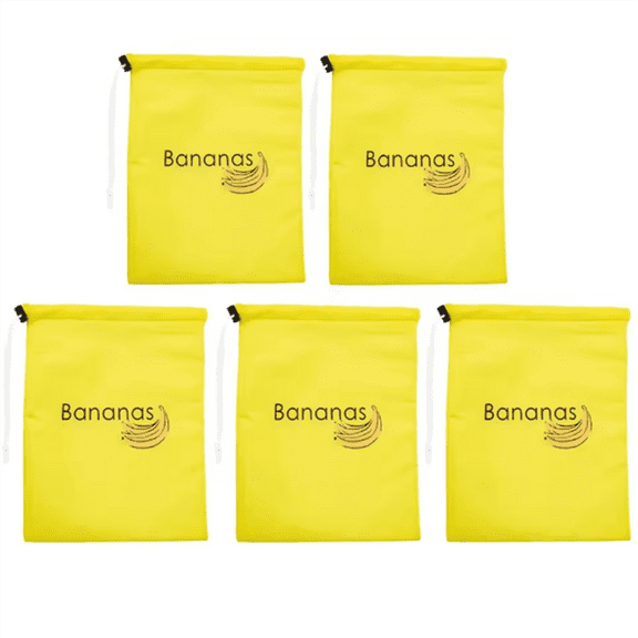 5Pcs Yellow Banana Storage Bags Insulated Fruit Vegetable Fresh-Keep Bundle Pocket Drawstring Preserve Bag,5 x Banana Storage Bags,Yellow