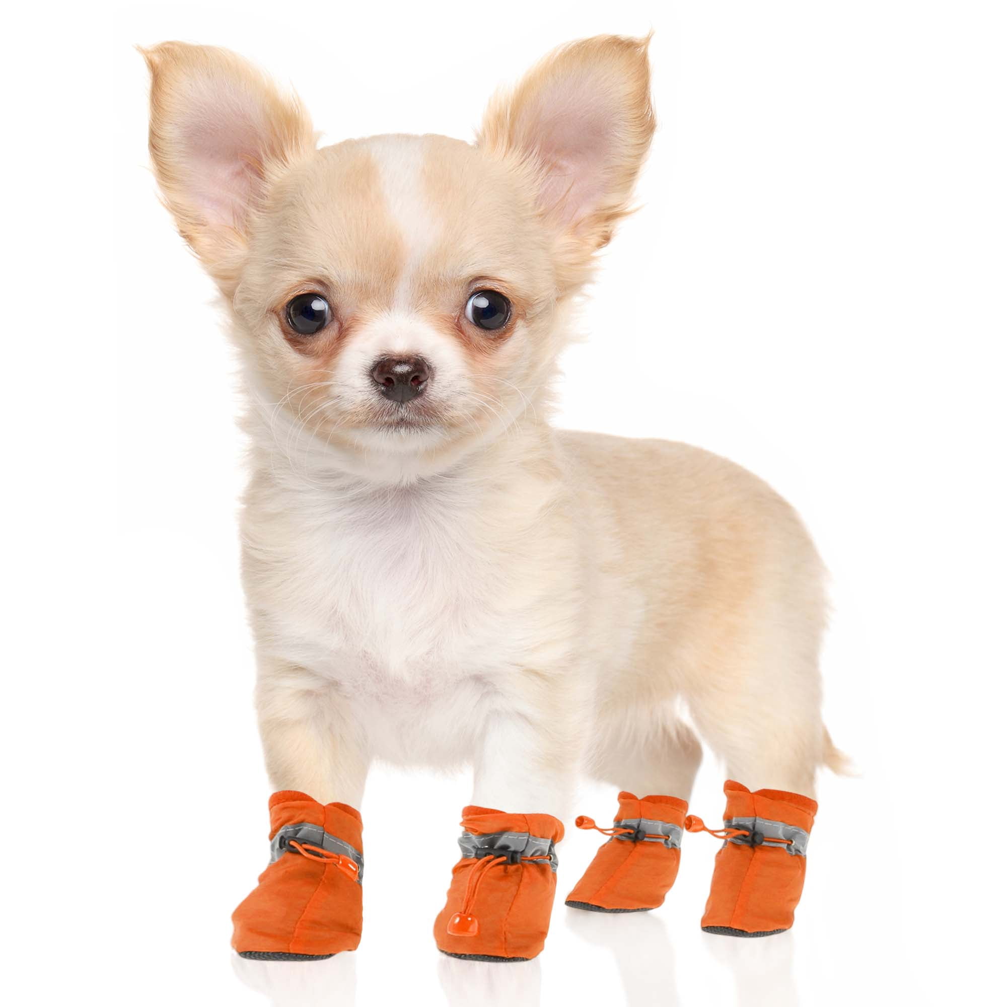 Unique Bargains Pack of 4 Waterproof Dog Shoes with Adjustable Straps Orange L