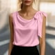 thumbnail image 2 of Tops Casuales sin Mangas para las Mujeres Elegante Satén Encaje Blusa, Tanque de Verano de Color Sólido para el Uso Diario, 2 of 7