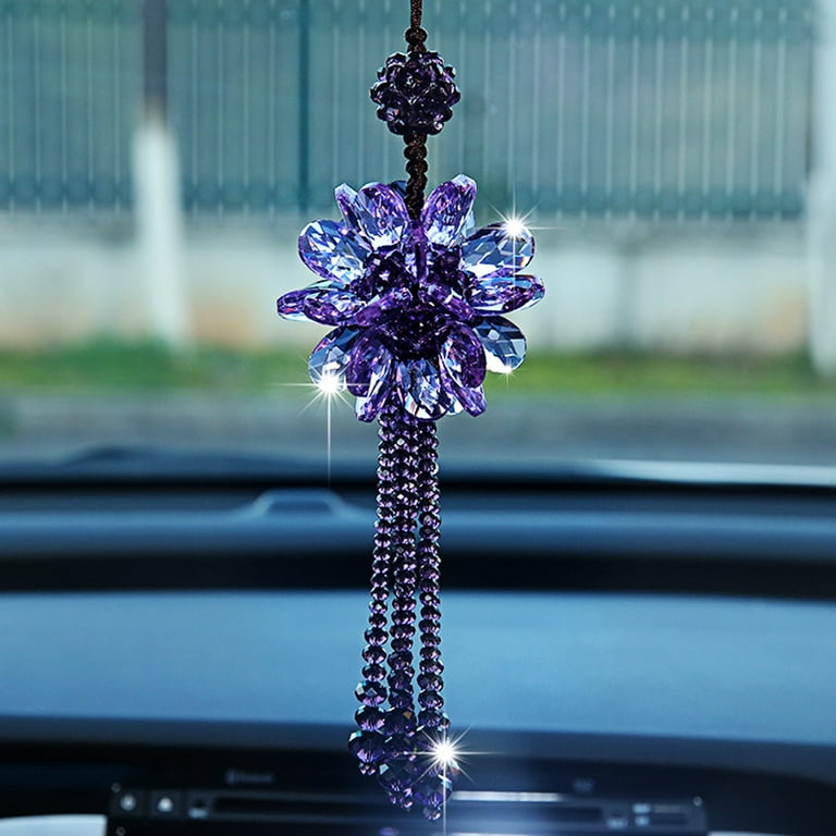 Lomubue Stylish Flower Beads Pendant Car Interior Decor Rearview Mirror  Hanging Ornament 