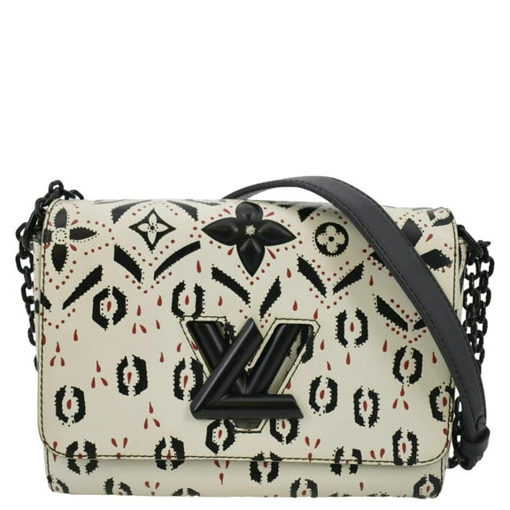 Pre-Owned LOUIS VUITTON LV Twist Graphic MM Leather Shoulder Bag Black