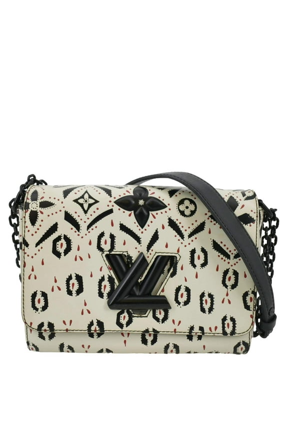 Pre-Owned LOUIS VUITTON LV Twist Graphic MM Leather Shoulder Bag Black