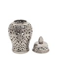 thumbnail image 2 of Sagebrook Home Ceramic 18" Cut-Out Temple Jar, Shiny Silver, 2 of 3