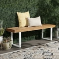 thumbnail image 2 of SAFAVIEH Monti Outdoor Patio Bench, Natural/White, 2 of 10