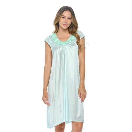 

Casual Nights Women s Cap Sleeve Rose Satin Nightgown